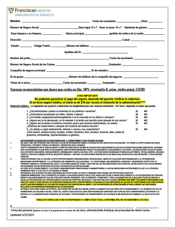 Update Vaccine Consent 25 Spanish